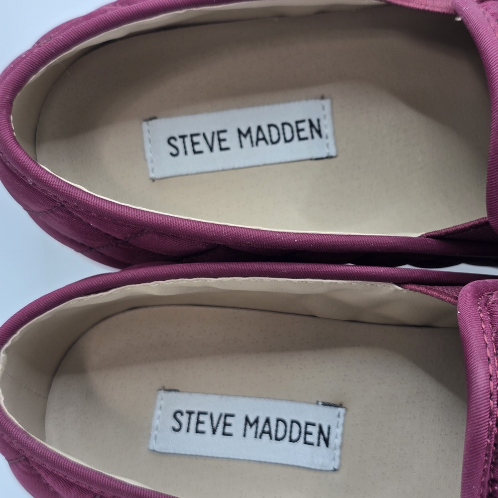Steve Madden Women's Quilted Slip-On Sneakers - Burgundy Size 8.5M - Picture 6 of 11